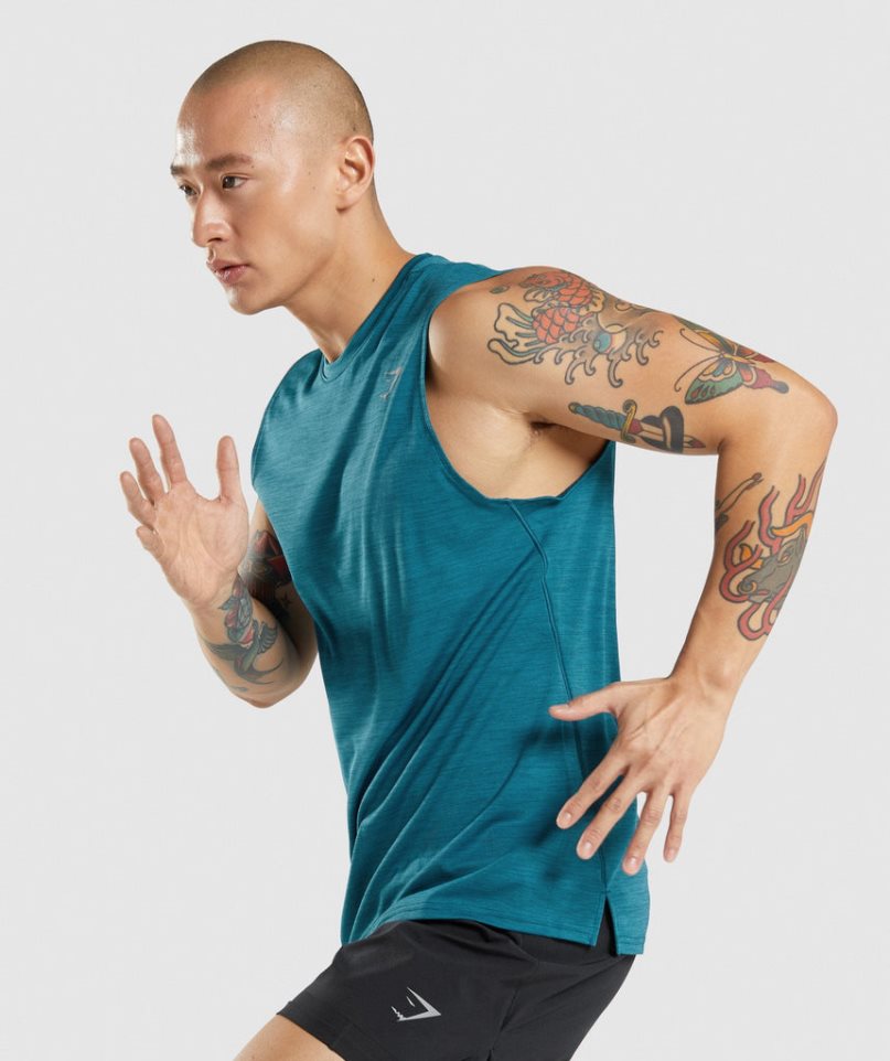 Men's Gymshark Speed Tanks Turquoise | CA AD1N37